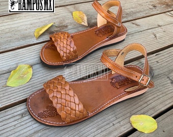 Womens Mexican Sandals, Handmade Leather Huaraches Sandals ,Sandalias Huaraches Mexicanos, Mexican Leather Shoes,Ankle Strap LAURITAS TEJIDA