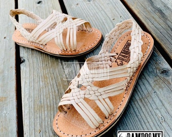 Womens Mexican Sandals, Handmade Leather Huaraches Sandals ,Sandalias Huaraches Mexicanos,Mexican Leather Shoes,Huarache CUATRO PUNTOS CLARO