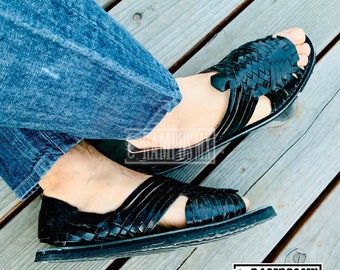 Mexikanische handgemachte Ledersandalen für Herren, mexikanische Herren-Huaraches Mexicanos, Sandalias Piel para Hombre Mexiko, Huaraches Mexiko PACHUCOS NEGRO