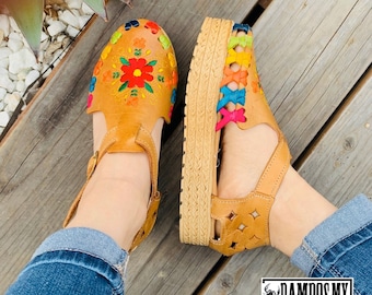 Womens Mexican Sandals, Handmade Leather Huaraches Sandals ,Sandalias Huaraches Mexicanos ,Mexican Leather Shoes, Huarache Mujer PLATAFORMAS