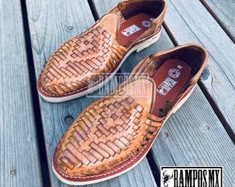 Mens Mexican Handmade Leather Sandals, Men Mexican Huaraches Mexicanos , Sandalias Piel para Hombre Mexico ,Huaraches Mexico DIAMANTES TAN
