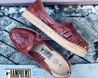 Womens Mexican Sandals,Handmade Leather Huaraches Sandals,Sandalias Huaraches Mexicanos,Mexican Leather Shoes,Huarache Mujer PLATAFORMA CAFE