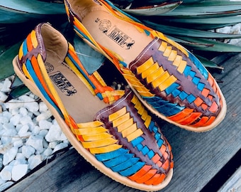 Womens Mexican Sandals, Handmade Leather Huaraches Sandals ,Sandalias Huaraches Mexicanos ,Mexican Leather Shoes, Huarache TRI COLOR