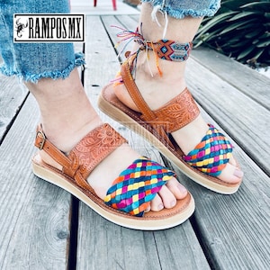 Womens Mexican Sandals, Handmade Leather Huaraches Sandals ,Sandalias Huaraches Mujer Mexicano ,Mexican Leather Shoes,Huarache ARCOIRIS