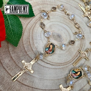 Misterio beaded bracelet, Religious,Virgen de Guadalupe,Metal Mystery with Crystal,St Mary of Guadalupe,Mexican Handmade bracelet, Brazalete