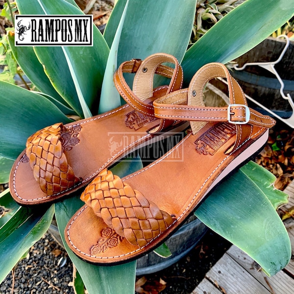Womens Mexican Sandals, Handmade Leather Huaraches Sandals ,Sandalias Huaraches Mexicanos, Mexican Leather Shoes,Ankle Strap LAURITAS TEJIDA