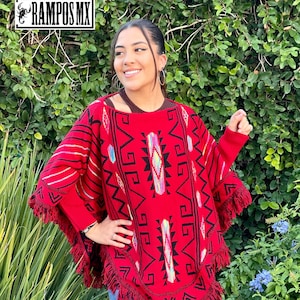 Mexican Poncho With Sleeves ,Mexican Mañanita,Mexican Shawl, Poncho Warm Overcoat , Mexican Sweater Blanquet wrap ,Poncho Mangas Mexicano