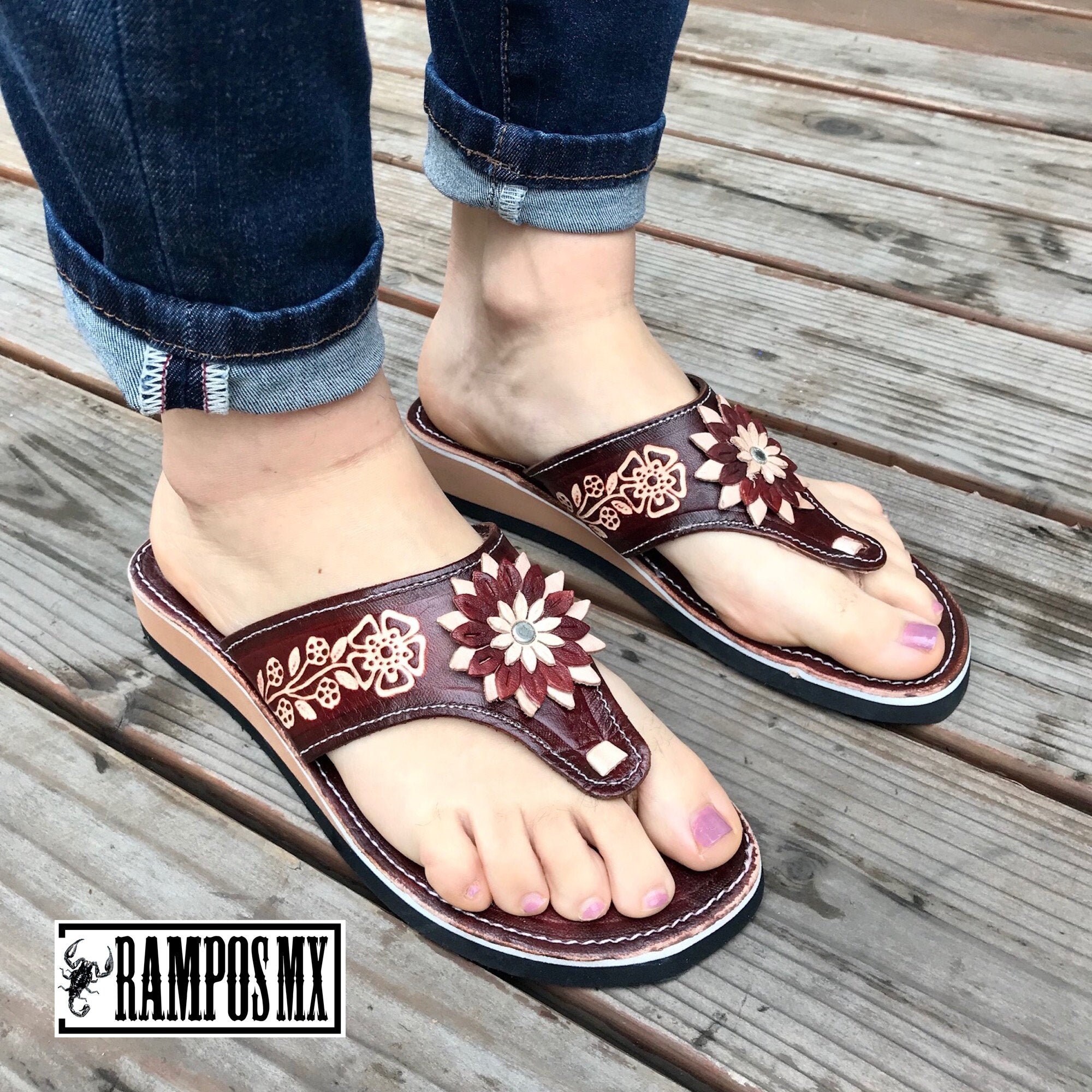Womens Mexican Sandals Handmade Leather Huaraches Sandals
