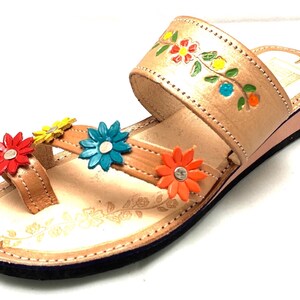 Womens Mexican Sandals, Handmade Leather Huaraches Sandals ,Sandalias Huaraches Mujer Mexicano ,Mexican Leather Shoes, Huarache DEDO COLORES image 4