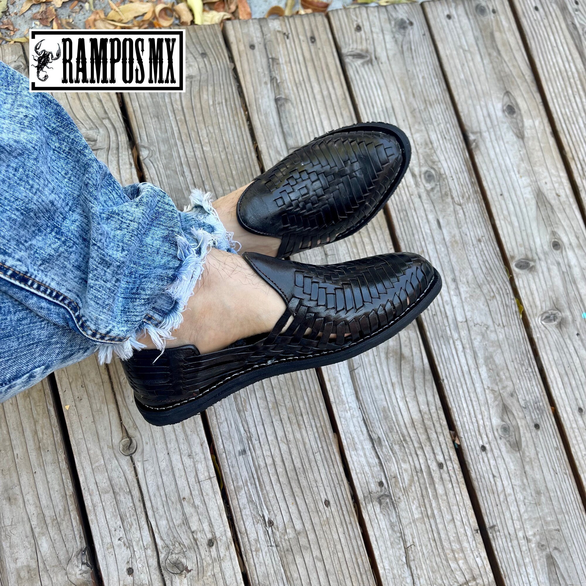 NWOT Dandy Del Mar Black Woven Leather Huaraches Loafers Womens Mexican Sandals, Handmade Leather Huaraches Sandals  main image 2