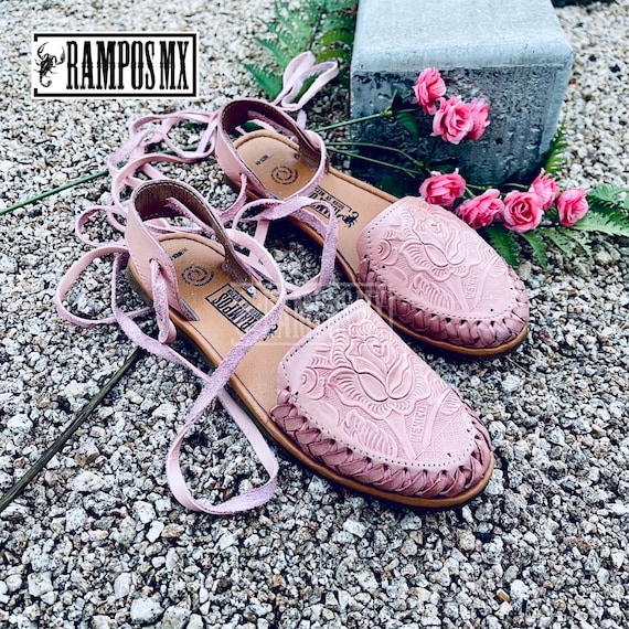 Womens Mexican Sandals Handmade Leather Lace up Sandals Huaraches Sandalias Huaraches Mexicanos mexican Leather Shoes TOOLED Lace up PINK Etsy Australia