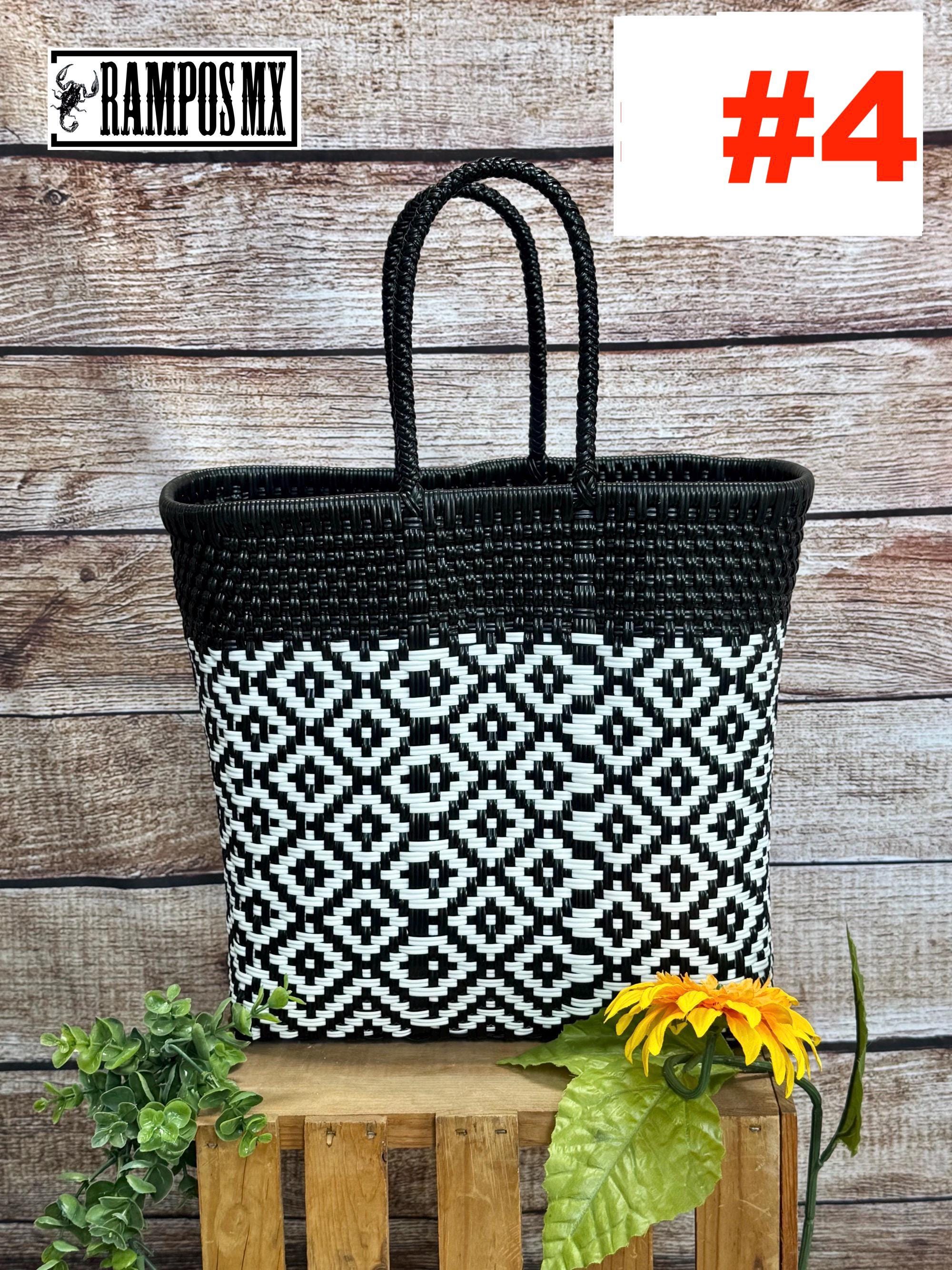 3/4 Large Mexican Tote Plastic Bag , Handwoven Recycled Plastic Bag ...