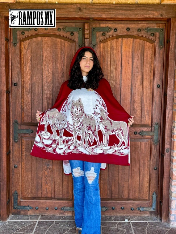 Mexican Hooded Poncho Aztec,mexican Mañanita, Mexican Shawl Hoodie