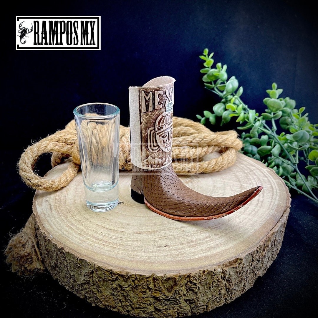 Mexican Handmade Leather Boot Shot Glass Cowboy Boot Glass Etsy