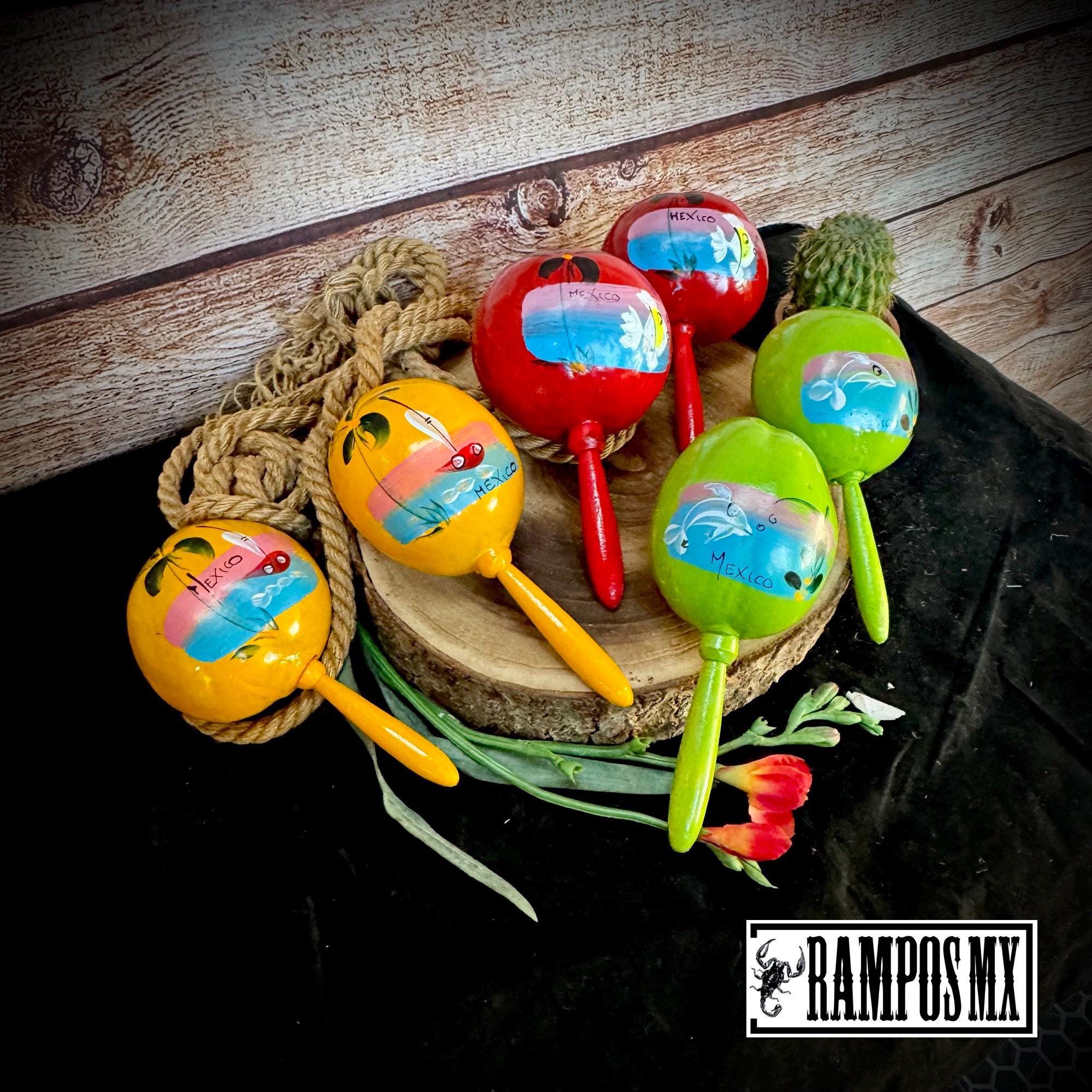 Mexican Rattle Instrument Handmade Wood Rattles Maracas Set of 2, Handmade Mexican Wood Maracas ...