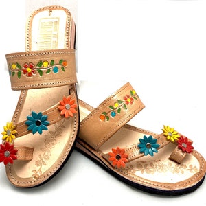 Womens Mexican Sandals, Handmade Leather Huaraches Sandals ,Sandalias Huaraches Mujer Mexicano ,Mexican Leather Shoes, Huarache DEDO COLORES image 3