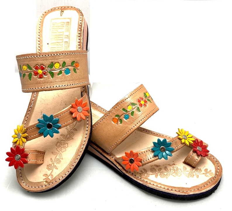 Womens Mexican Sandals, Handmade Leather Huaraches Sandals ,Sandalias Huaraches Mujer Mexicano ,Mexican Leather Shoes, Huarache DEDO COLORES image 3