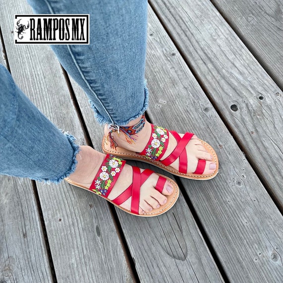 Womens Mexican Sandals Handmade Leather Huaraches Sandals