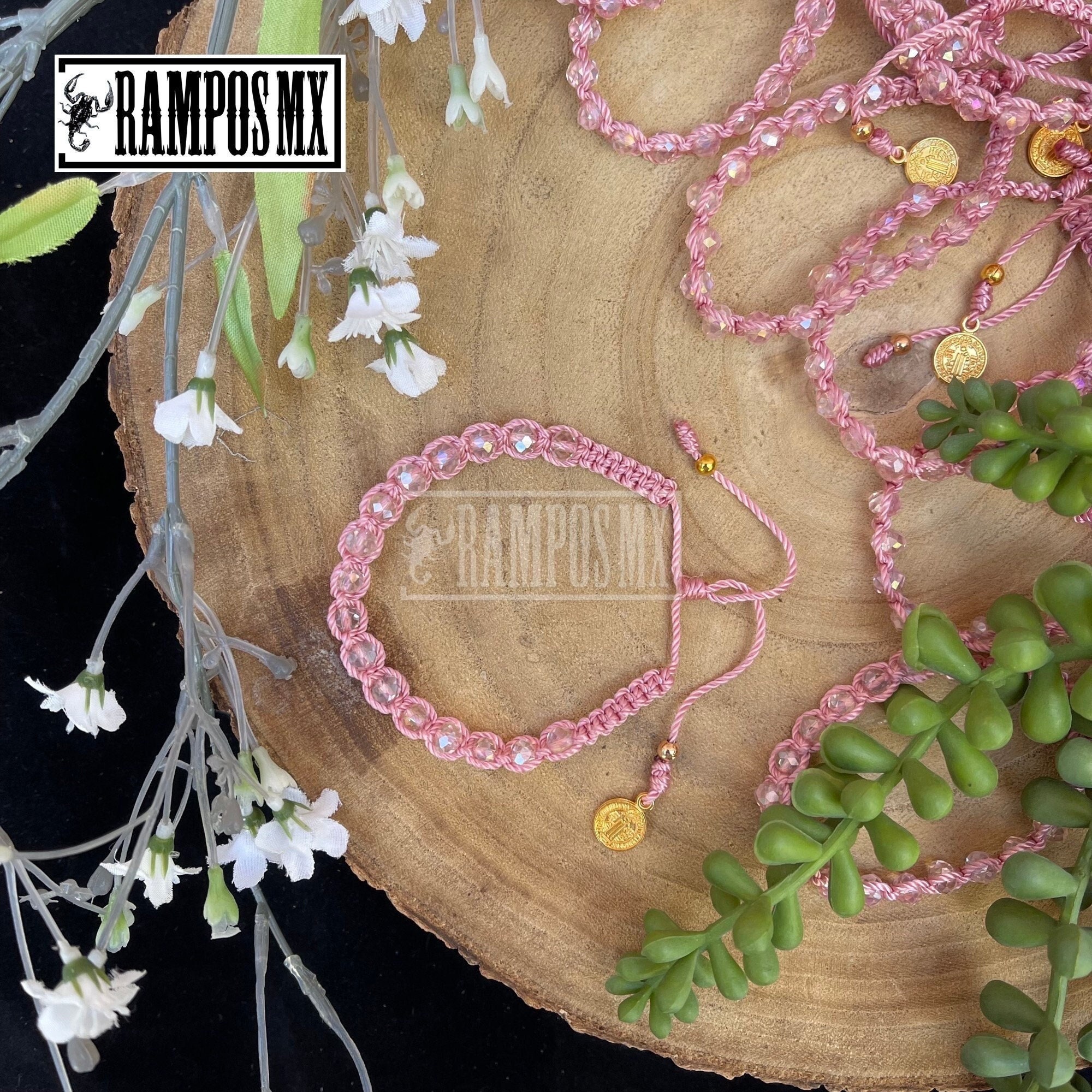 Mexican San Benito Woven Crystal Look Bracelet,adjustable