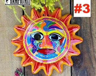 美しいメキシコ製セラミック装飾太陽プレート、手描き太陽装飾、手描き