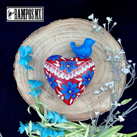 Mexican Clay Heart Wall Decor Handpainted Handmade Mexican Etsy