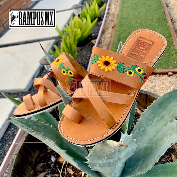 Sandalias Mexicanas de Mujer Sandalias Huaraches de Cuero Etsy España