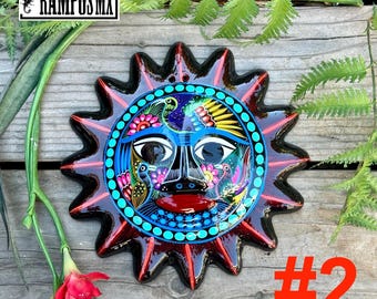 美しいメキシコ製セラミック装飾太陽プレート、手描き太陽装飾、手描き