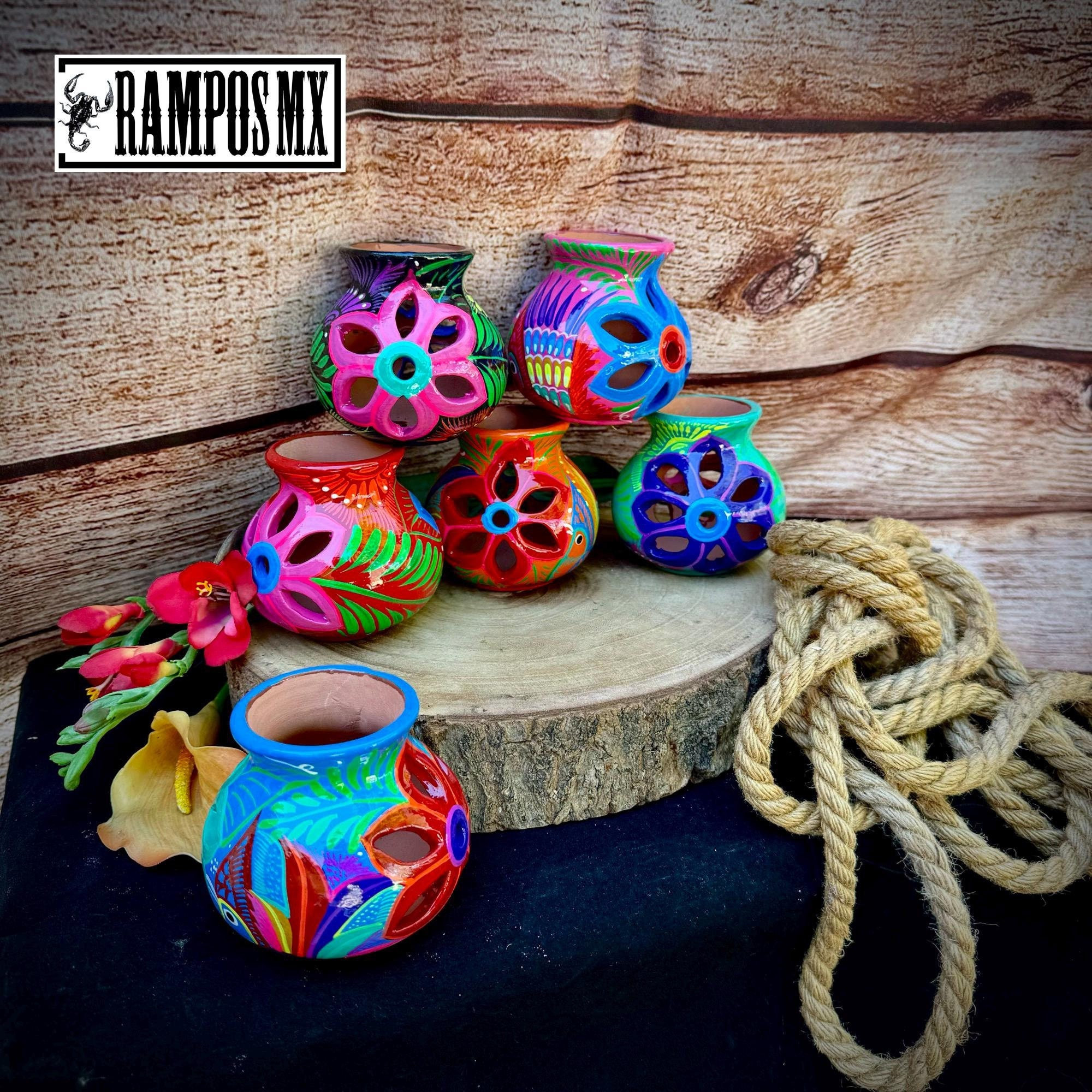 Ceramic Candle Holder ,mexican Candle Handpainted Stand Gift Ceramic Candle Holder ,mexican Candle Handpainted Stand Gift