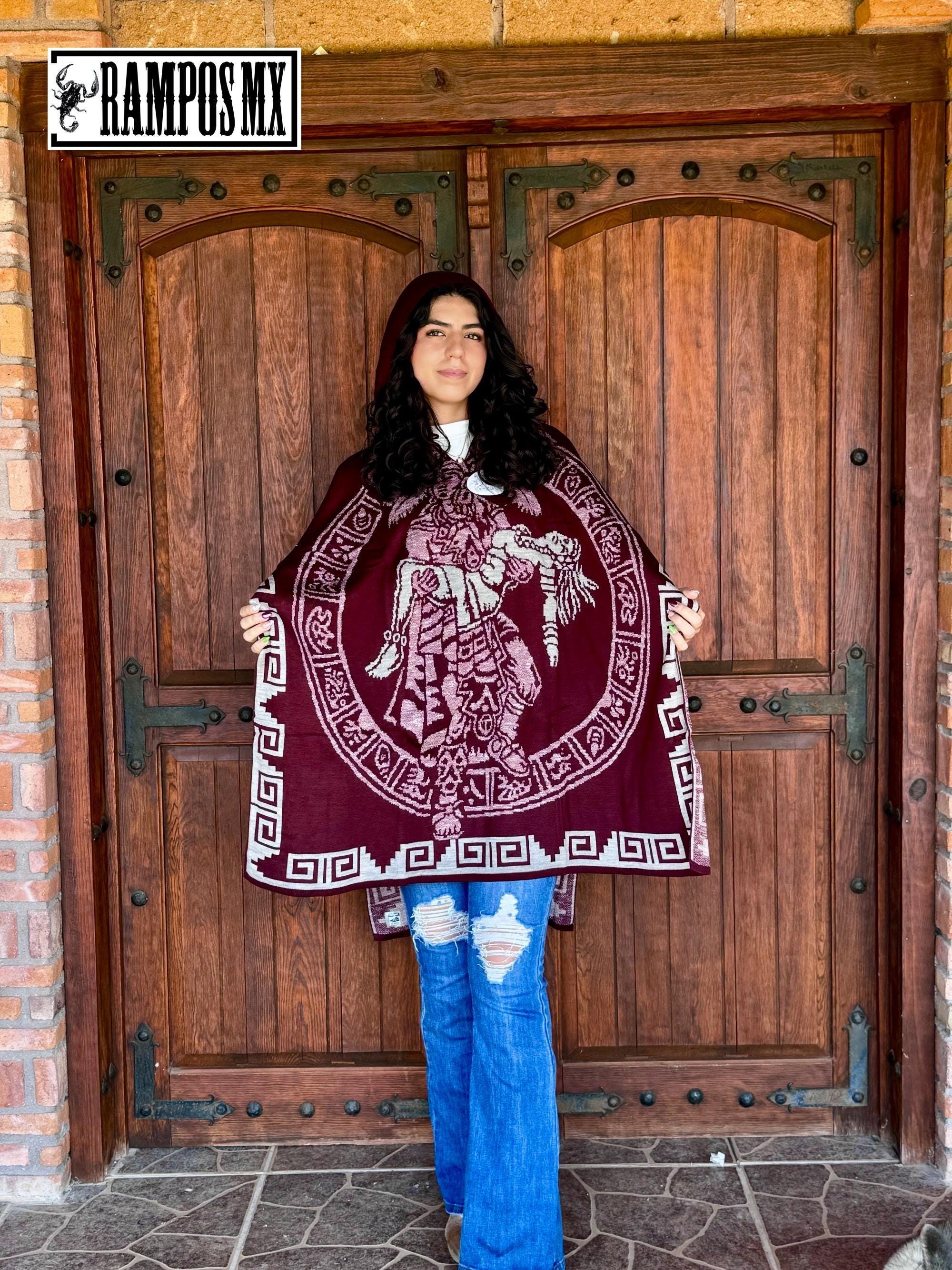 Mexican Hooded Poncho Aztec,mexican Mañanita, Mexican Shawl Hoodie