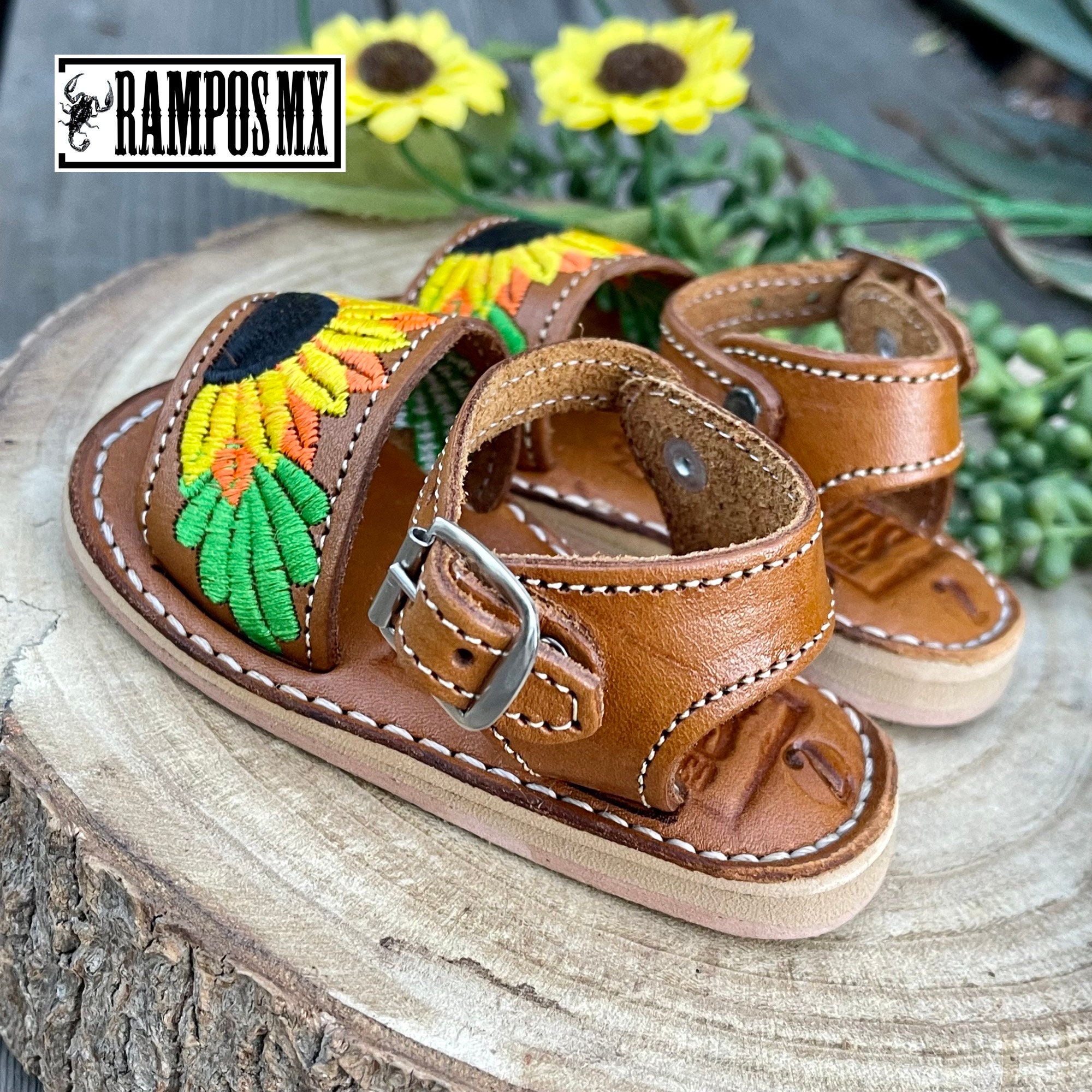 Kids Girls Mexican Leather Sandals Children Handmade Huaraches