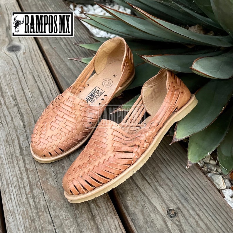Womens Mexican Sandals, Handmade Leather Huaraches Sandals ,Sandalias Huaraches Mexicanos,Mexican Leather Shoes,Huarache Mujer DIAMANTES TAN image 6