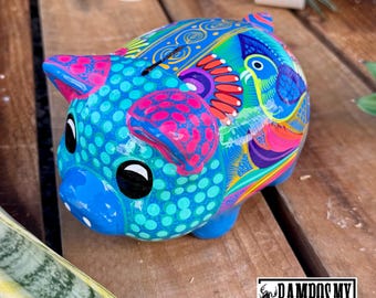 メキシコの貯金箱、手描きの陶器の貯金箱、メキシコのカラフルな貯金箱