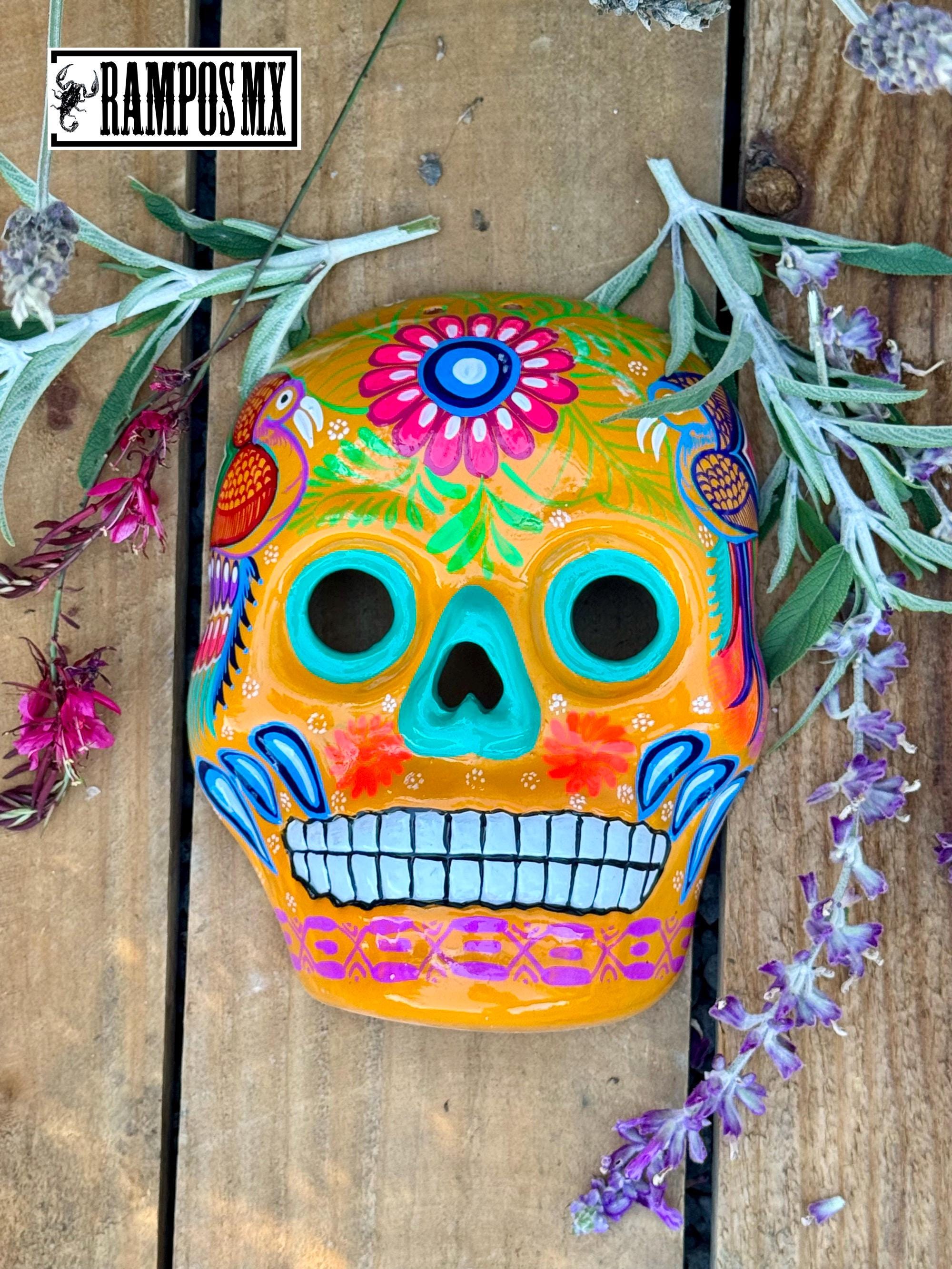 Mexican Ceramic Large Skulls Masks Hand-painted,pottery Handmade