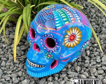 XLarge セラミック スカル 手描き、陶器 ハンドメイド カラベラ