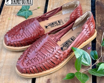 Sandalias Mexicanas para Mujer, Sandalias Huaraches de Cuero Hechas a Mano, Sandalias Huaraches Mexicanos, Zapatos de Cuero Mexicanos, Huarache CERRADOS TINTOS