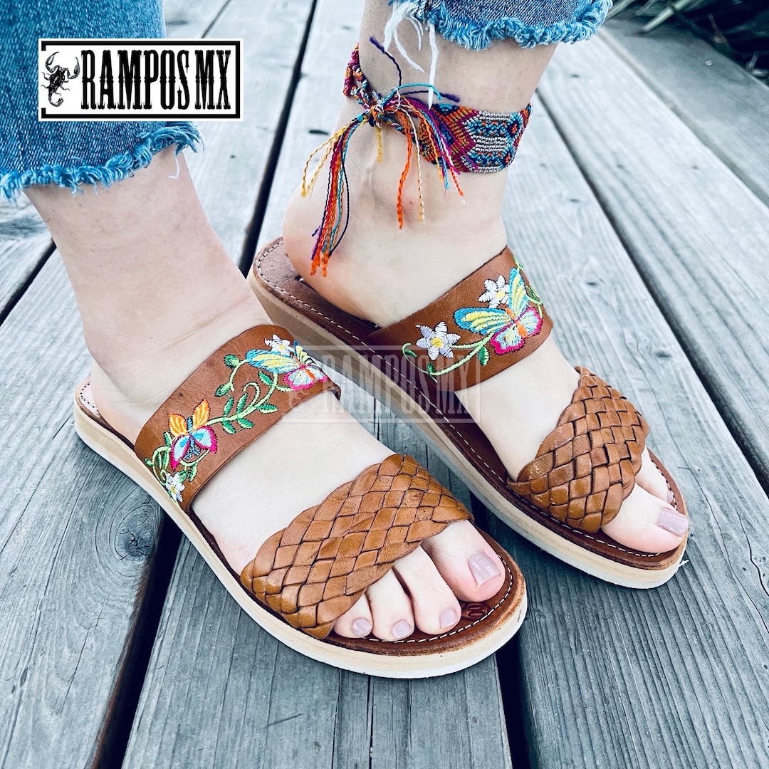 Sandalias mexicanas para mujer, sandalias huaraches de cuero
