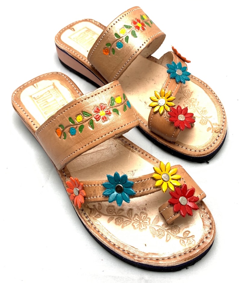 Womens Mexican Sandals, Handmade Leather Huaraches Sandals ,Sandalias Huaraches Mujer Mexicano ,Mexican Leather Shoes, Huarache DEDO COLORES image 7