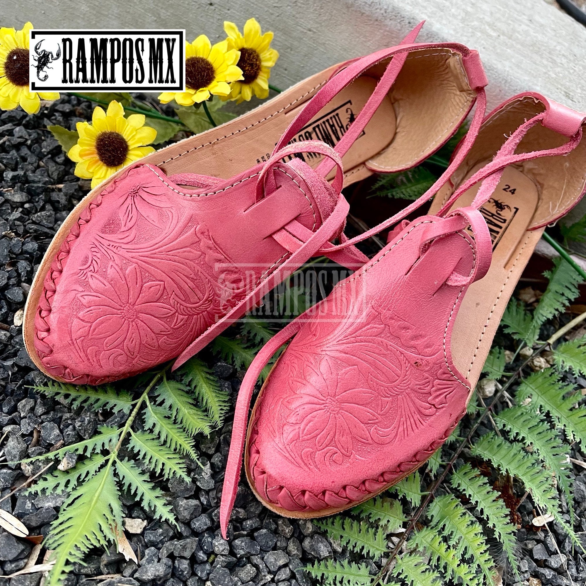 Artisanal Mexican Sandals Leather Pink 603386 main image 0