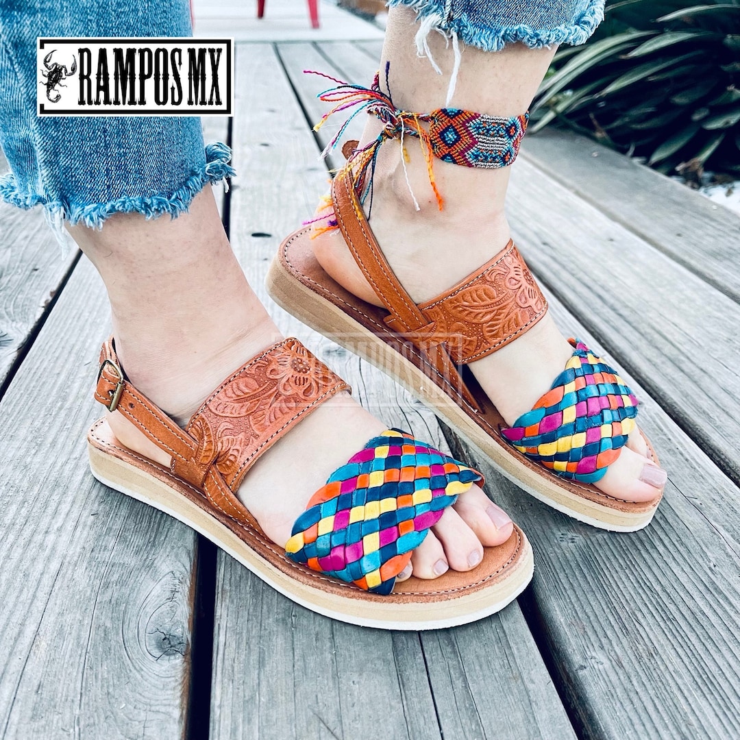 Buy Womens Mexican Sandals, Handmade Leather Huaraches Sandals ,sandalias  Huaraches Mujer Mexicano ,mexican Leather Shoes,huarache ARCOIRIS Online in 