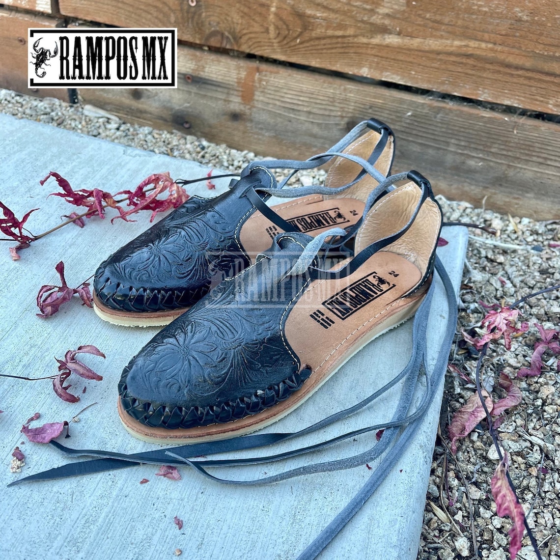 Mexican Artisanal Sandals Leather Black 603952