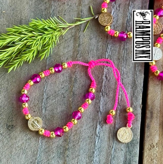 Mexican San Benito Woven Crystal Look Bracelet,adjustable Bracelet