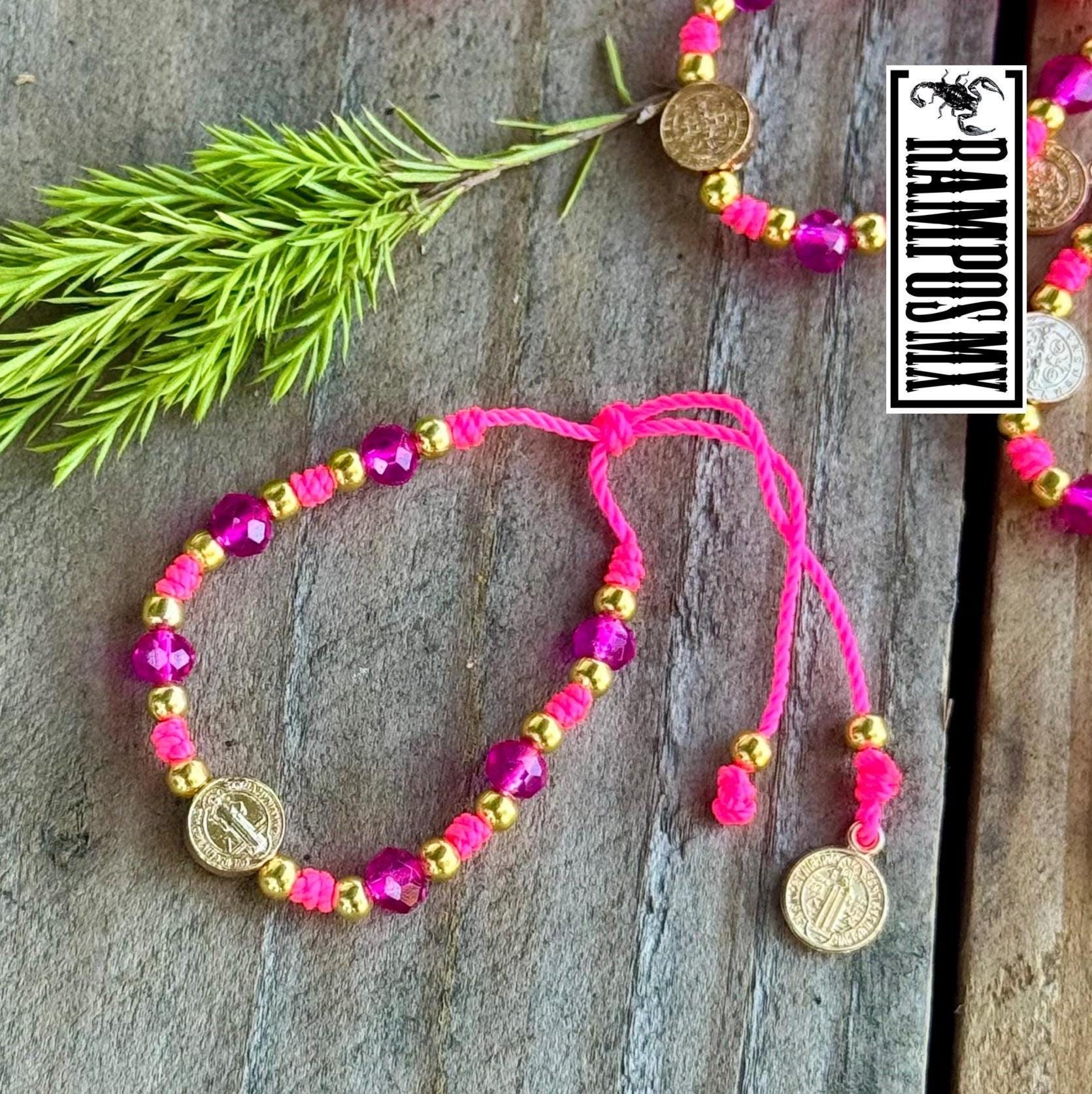 Mexican San Benito Woven Crystal Look Bracelet,adjustable Bracelet