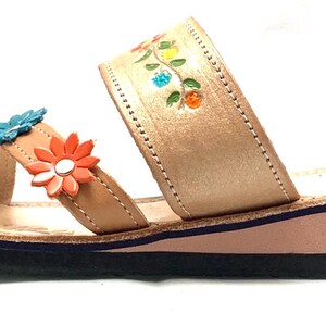 Womens Mexican Sandals, Handmade Leather Huaraches Sandals ,Sandalias Huaraches Mujer Mexicano ,Mexican Leather Shoes, Huarache DEDO COLORES image 8