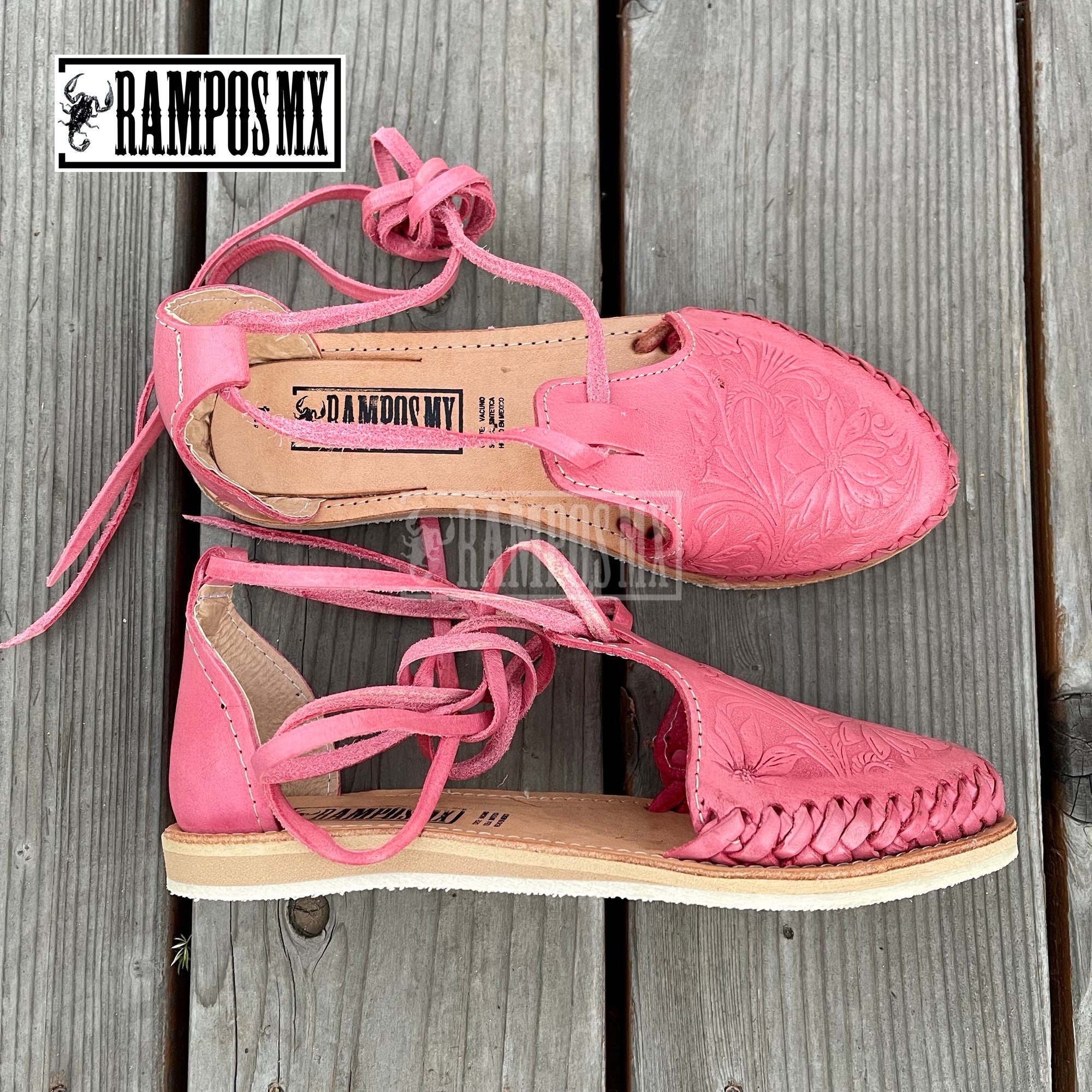 Artisanal Mexican Sandals Leather Pink 603386 main image 1