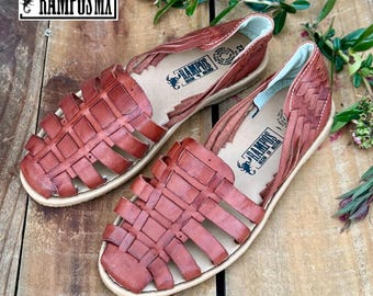 Womens Mexican Handmade Leather Huaraches Sandalias Sandalias Piel Mujer Mexicano Sahuayo Mexico , Mexican Shoes LENGUA / TINTOS
