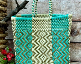 Medium Mexican Tote Plastic Bag , Handwoven Recycled Plastic  display picture 2