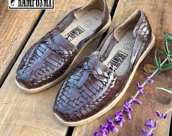 Womens Mexican Sandals, Handmade Leather Huaraches Sandals ,Sandalias Huaraches Mexicanos ,Mexican Leather Shoes, Huarache Mujer CAFE Brown