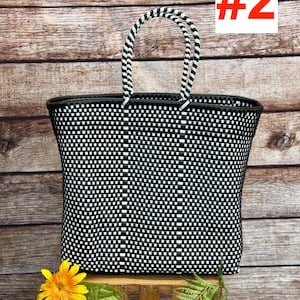Large Mexican Tote Plastic Bag , Handwoven Recycled Plastic Bag, Handmade Woven Purse , Bolsa Tejida a Mano de Plastico ,Hecha en Mexico #2