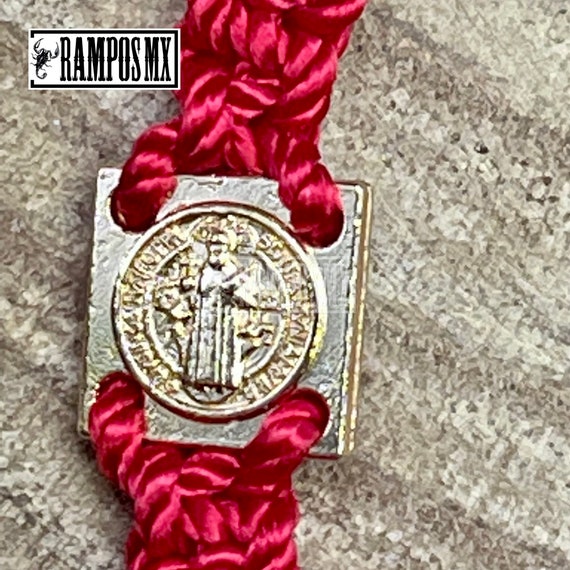 Mexican Silver San Judas Woven Bracelet,adjustable Bracelet