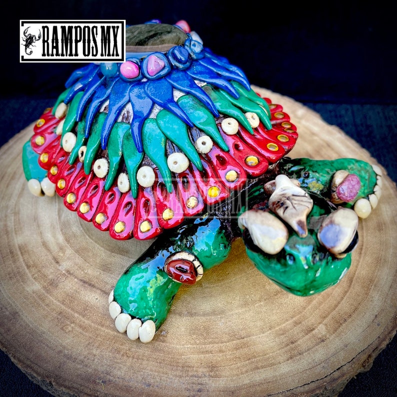 Beautiful Aztec Turtle Figure Statue Handmade Clayhandcraft | Etsy